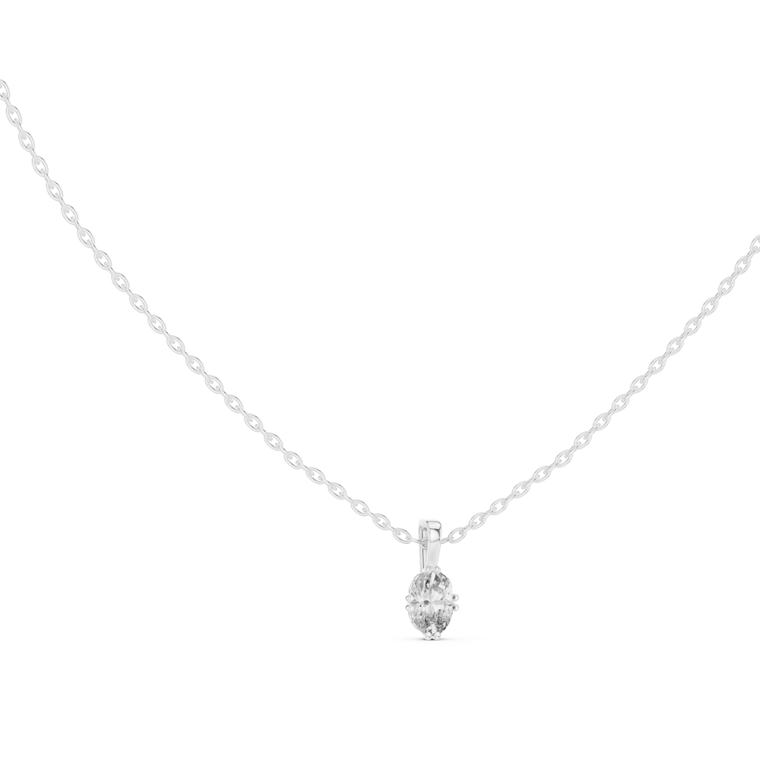 Minimal oval cut solitaire diamond pendant in gold with lab grown diamond by Signora Jewels