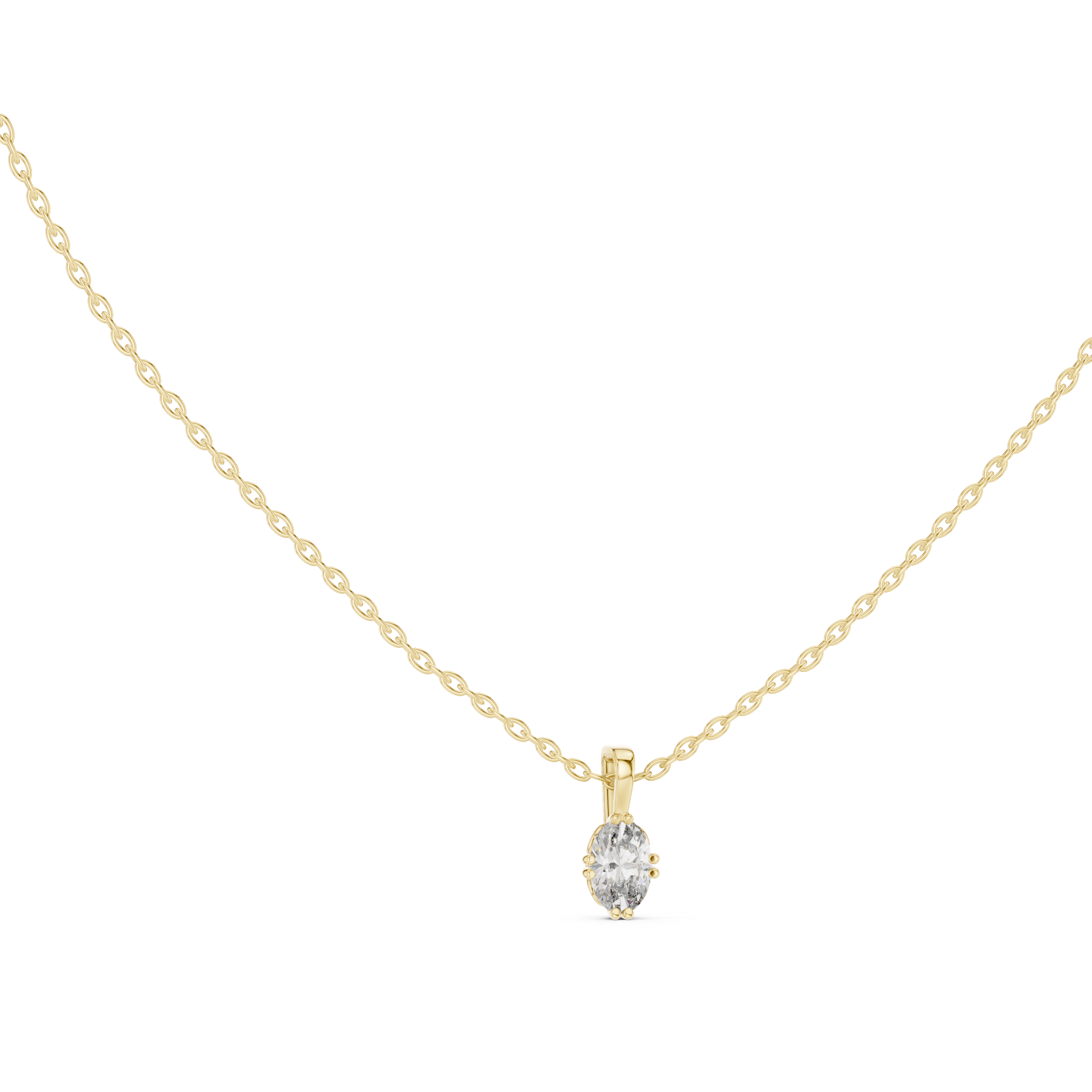 Minimal oval cut solitaire diamond pendant in gold with lab grown diamond by Signora Jewels