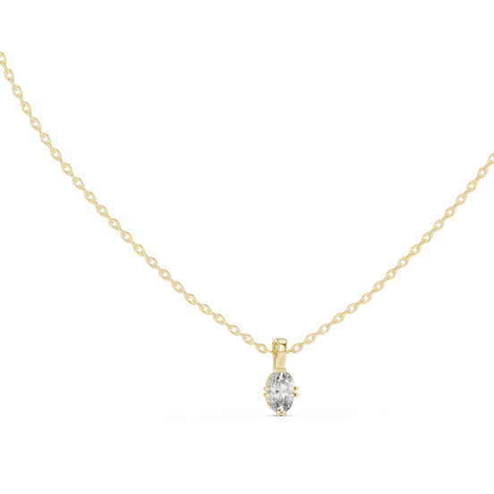 oval lab grown diamond timeless solitaire pendant in yellow gold