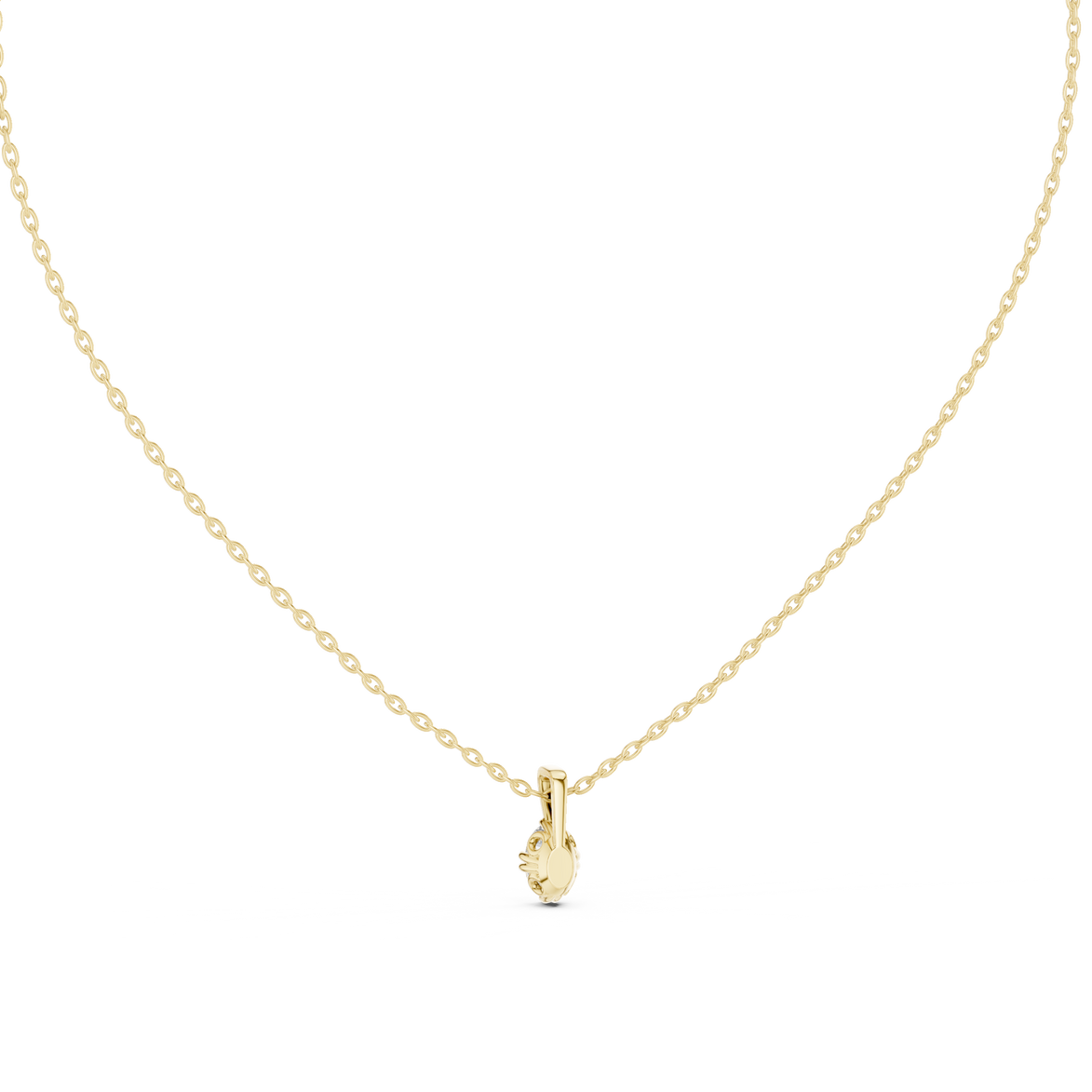 Minimal oval cut solitaire diamond pendant in gold with lab grown diamond by Signora Jewels
