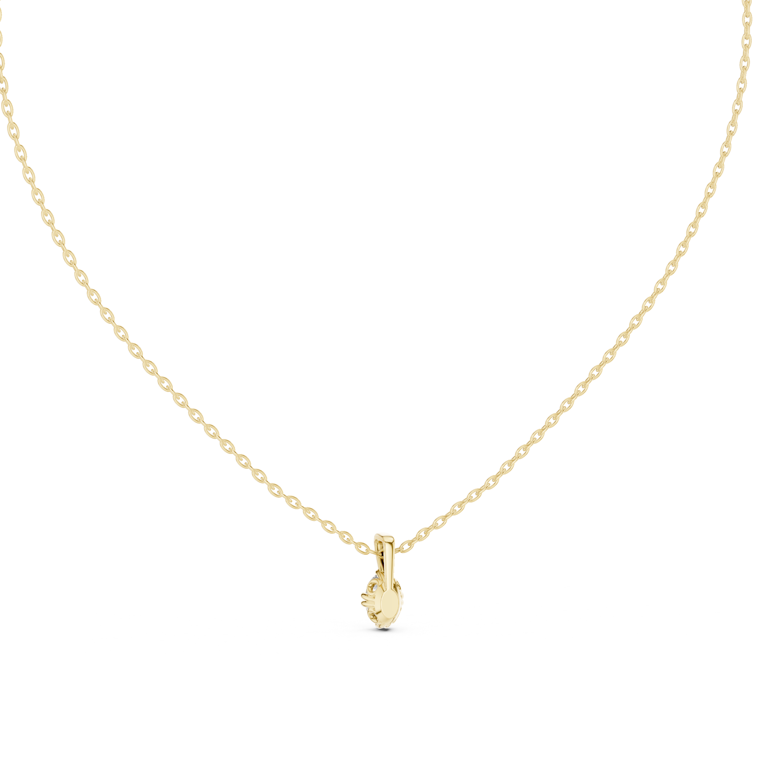 Minimal oval cut solitaire diamond pendant in gold with lab grown diamond by Signora Jewels