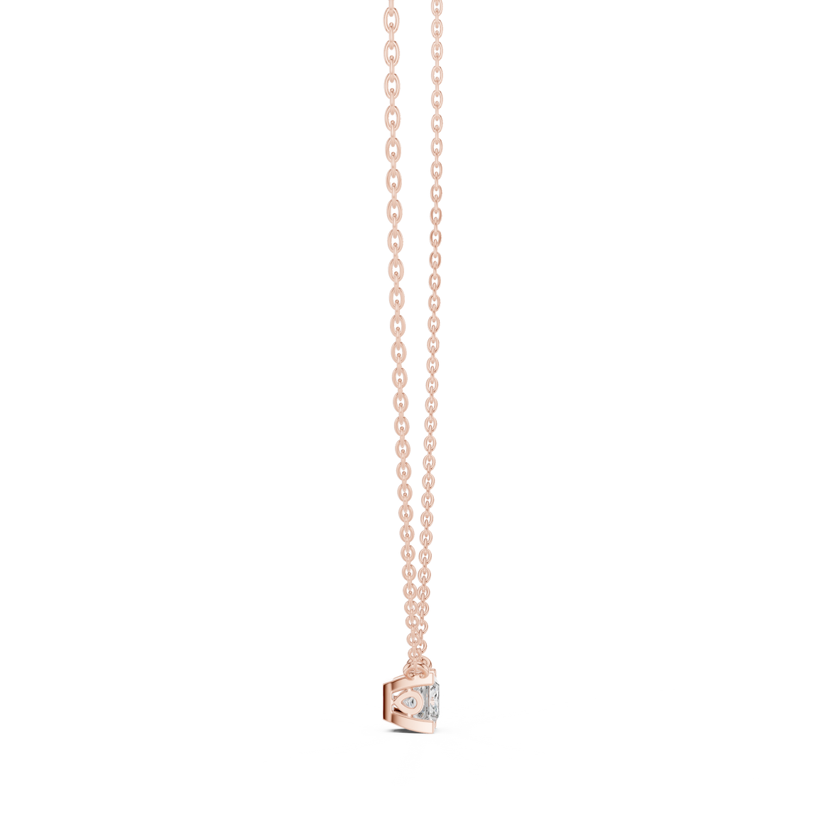 Minimal princess cut solitaire diamond pendant in gold with lab grown diamond by Signora Jewels