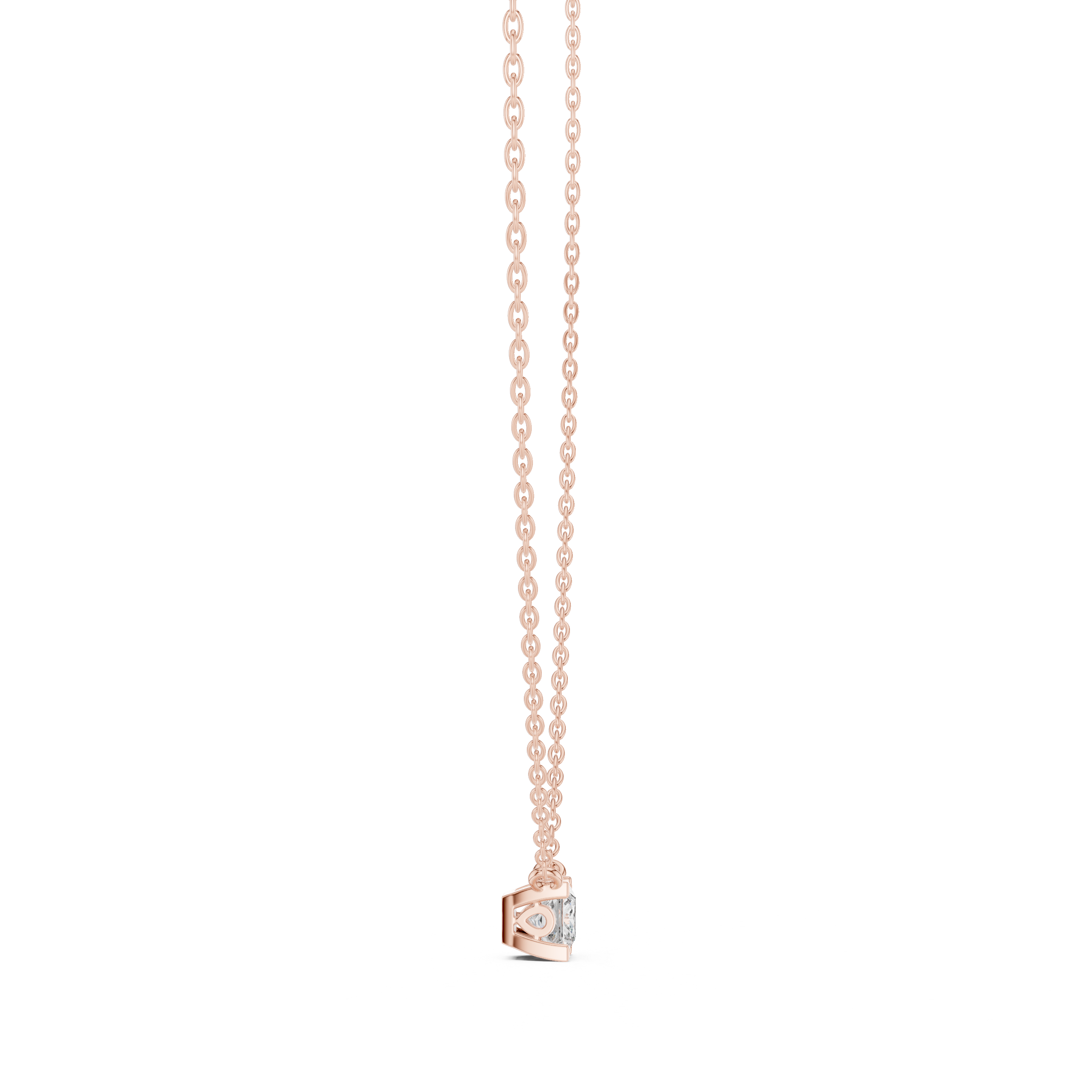 Minimal princess cut solitaire diamond pendant in gold with lab grown diamond by Signora Jewels