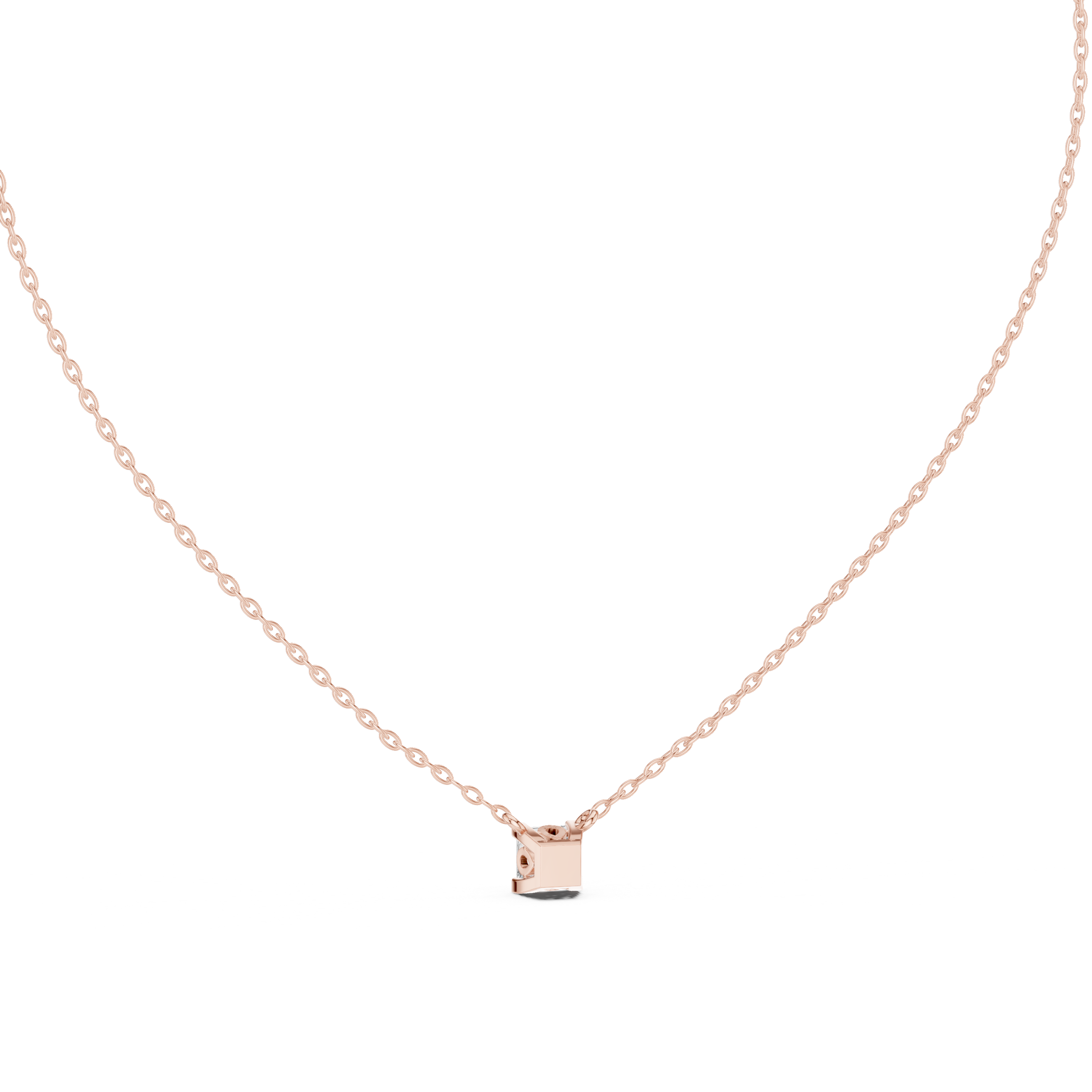 Minimal princess cut solitaire diamond pendant in gold with lab grown diamond by Signora Jewels