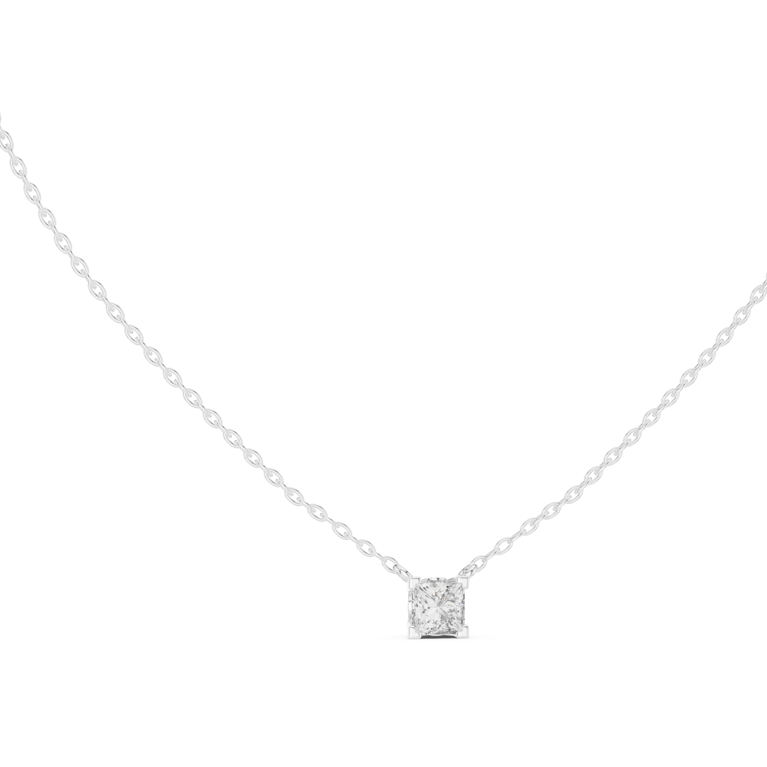 Minimal princess cut solitaire diamond pendant in gold with lab grown diamond by Signora Jewels
