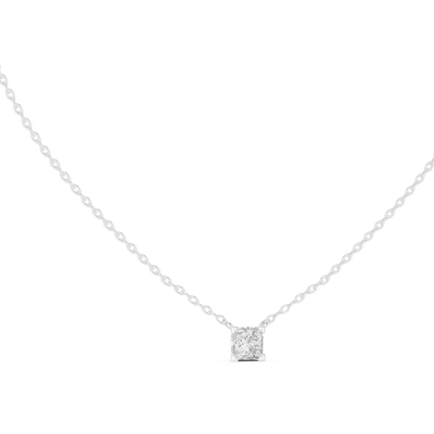 Minimal princess cut solitaire diamond pendant in gold with lab grown diamond by Signora Jewels