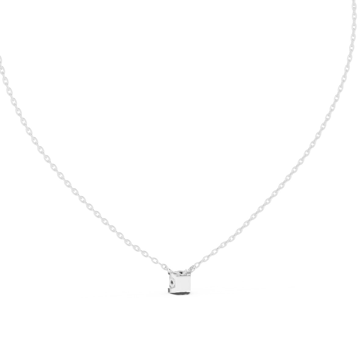 Minimal princess cut solitaire diamond pendant in gold with lab grown diamond by Signora Jewels