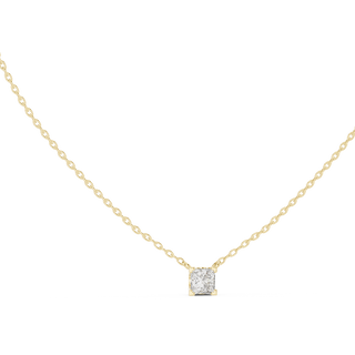princess lab grown diamond floating solitaire pendant in yellow gold