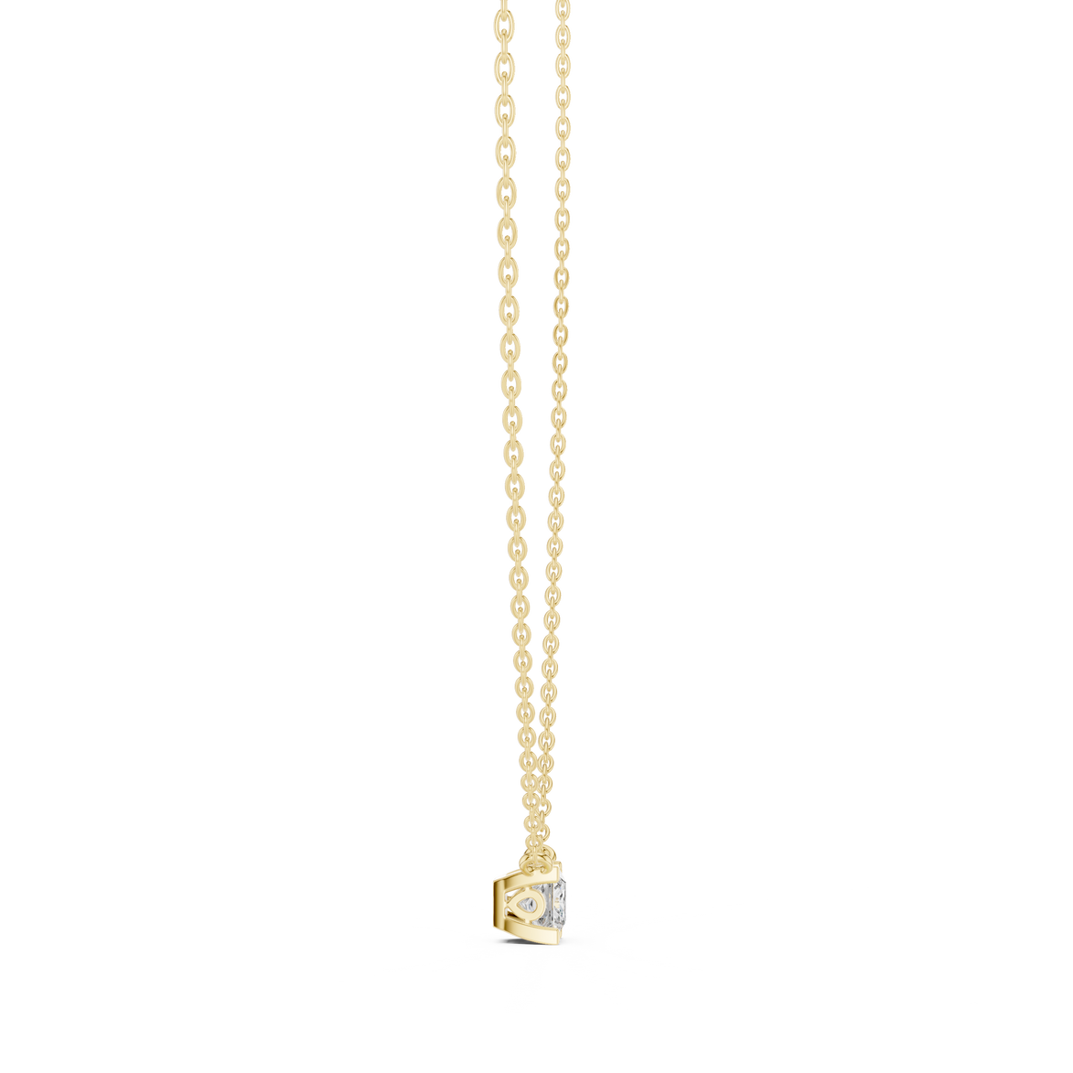 Minimal princess cut solitaire diamond pendant in gold with lab grown diamond by Signora Jewels