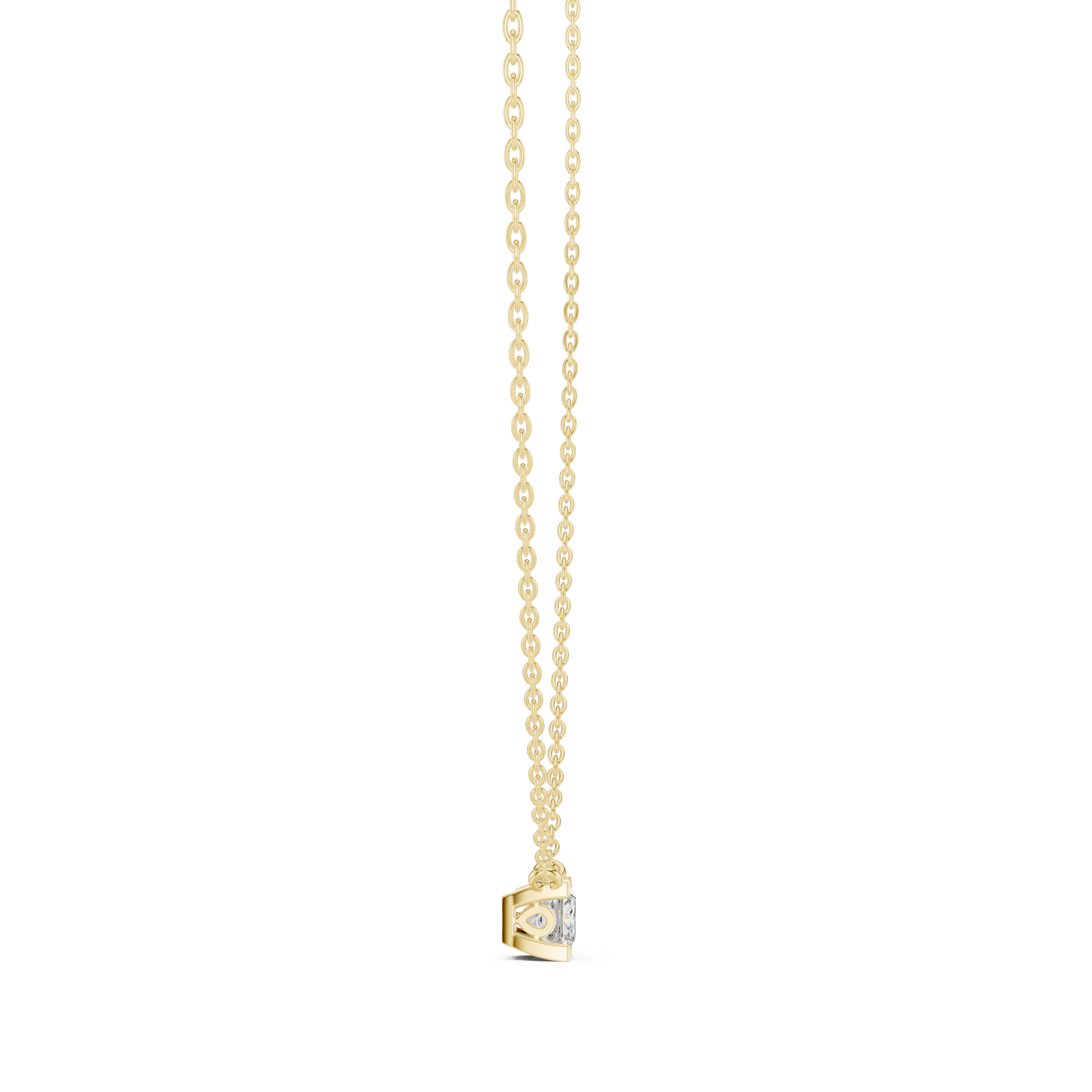 Minimal princess cut solitaire diamond pendant in gold with lab grown diamond by Signora Jewels
