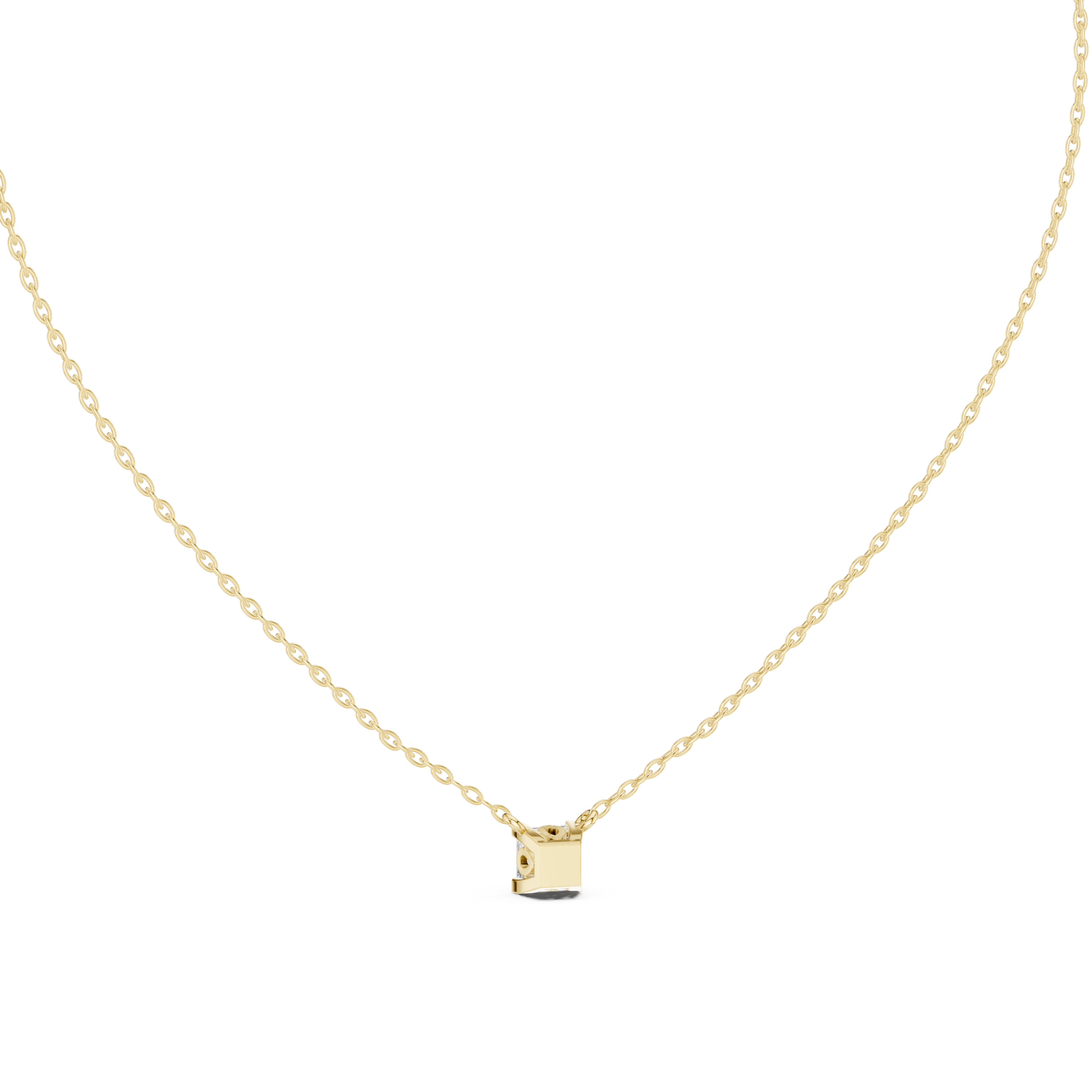 Minimal princess cut solitaire diamond pendant in gold with lab grown diamond by Signora Jewels