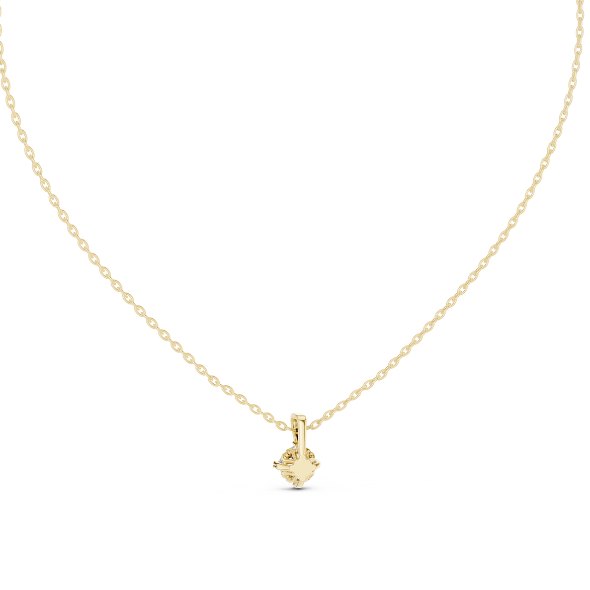 Minimal cushion cut solitaire diamond pendant in gold with lab grown diamond by Signora Jewels