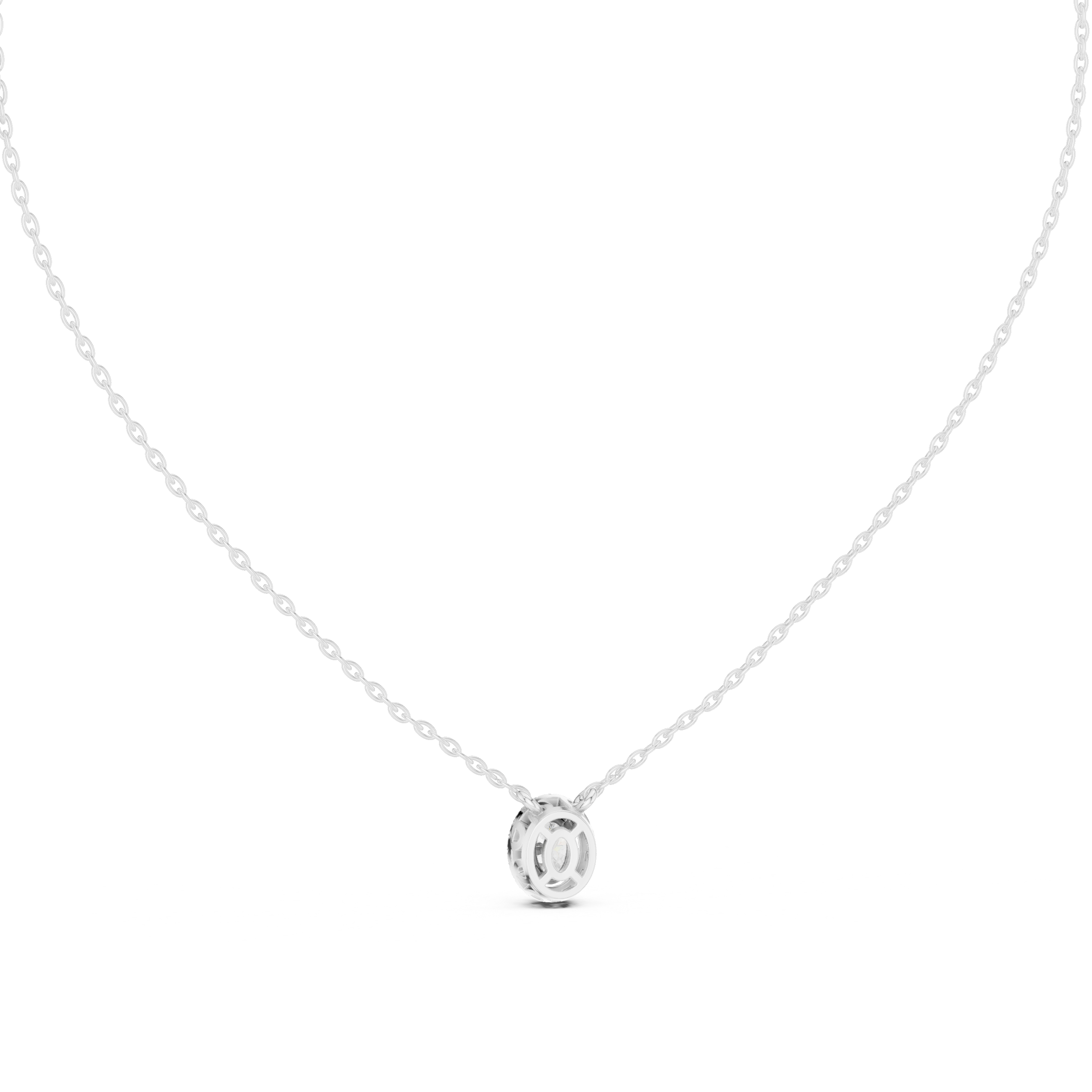 Minimal oval halo diamond pendant in gold with lab grown diamonds by Signora Jewels