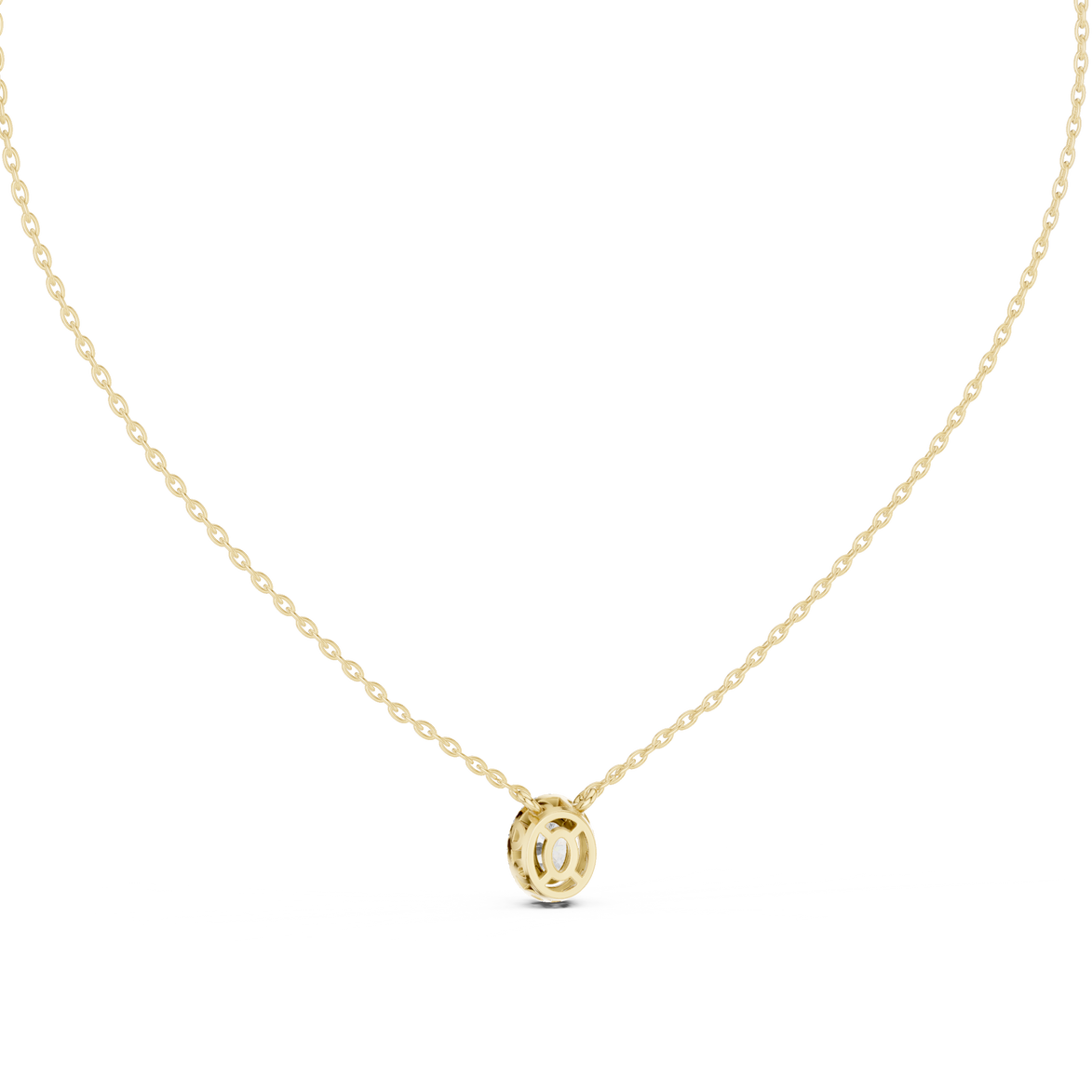 Minimal oval halo diamond pendant in gold with lab grown diamonds by Signora Jewels