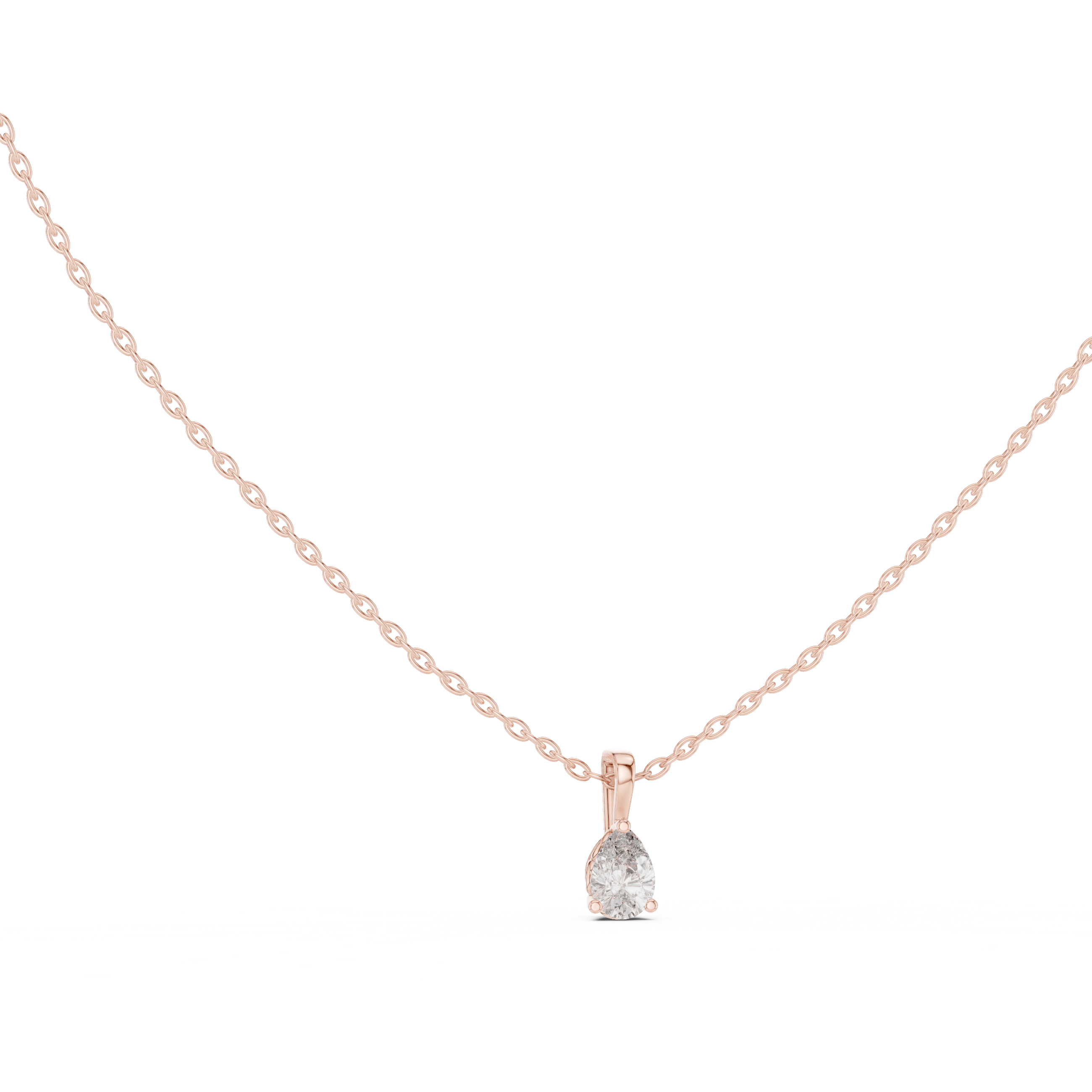 Minimal pear cut solitaire diamond pendant in gold with lab grown diamond by Signora Jewels