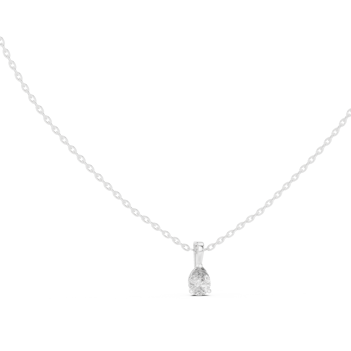 Minimal pear cut solitaire diamond pendant in gold with lab grown diamond by Signora Jewels