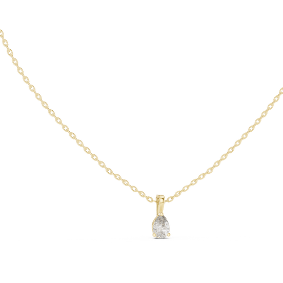 pear lab grown diamond solitaire pendant in yellow gold