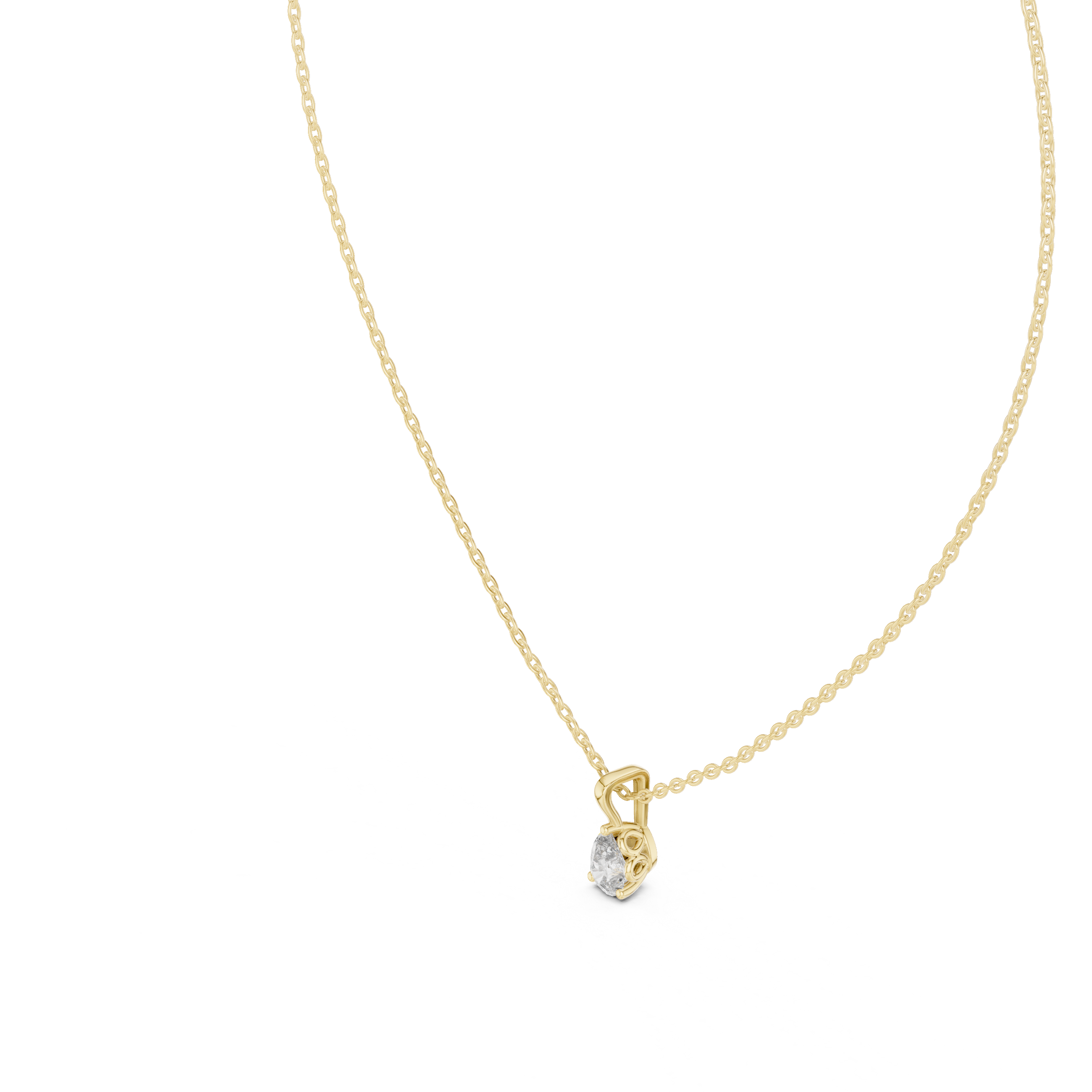 Minimal pear cut solitaire diamond pendant in gold with lab grown diamond by Signora Jewels