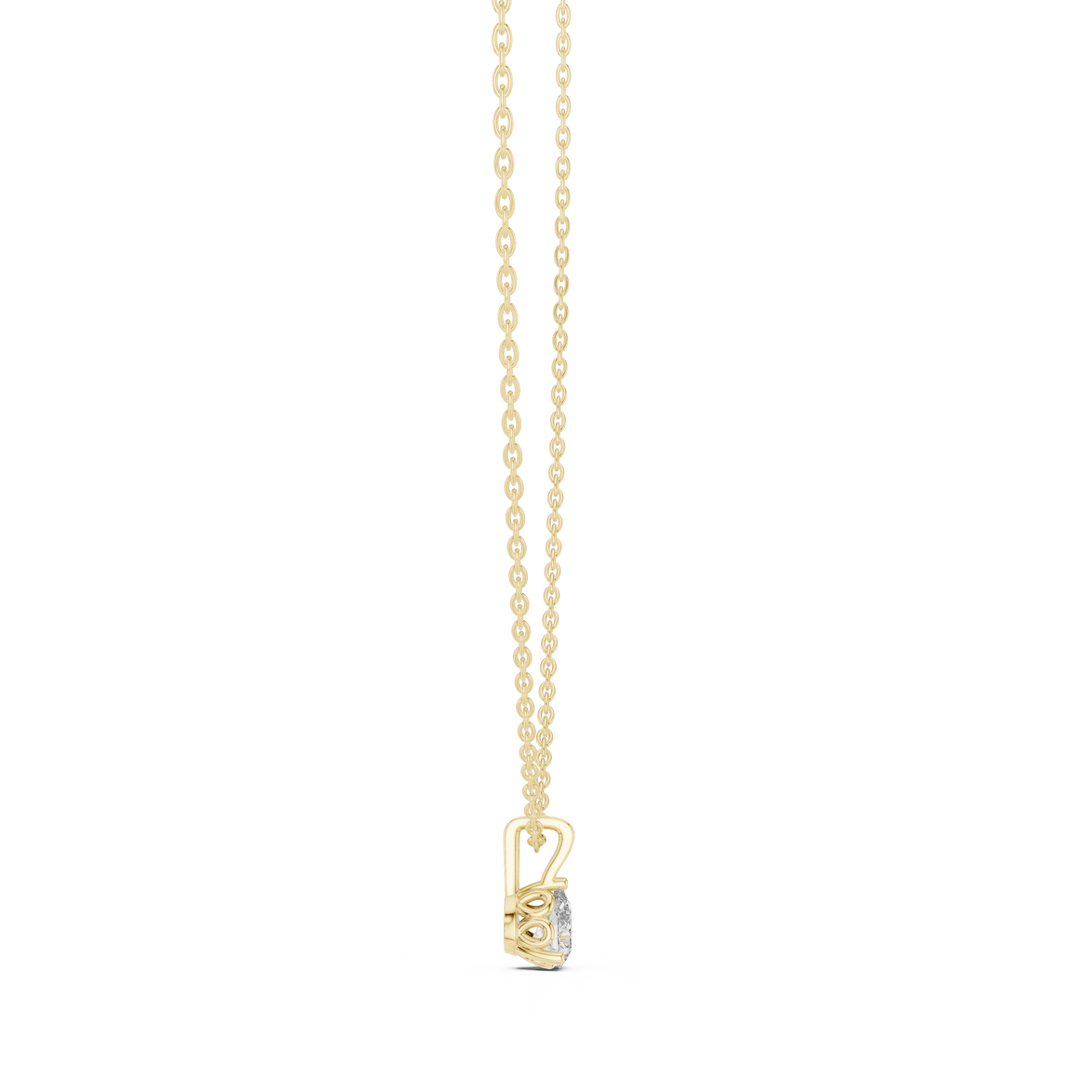 Minimal pear cut solitaire diamond pendant in gold with lab grown diamond by Signora Jewels