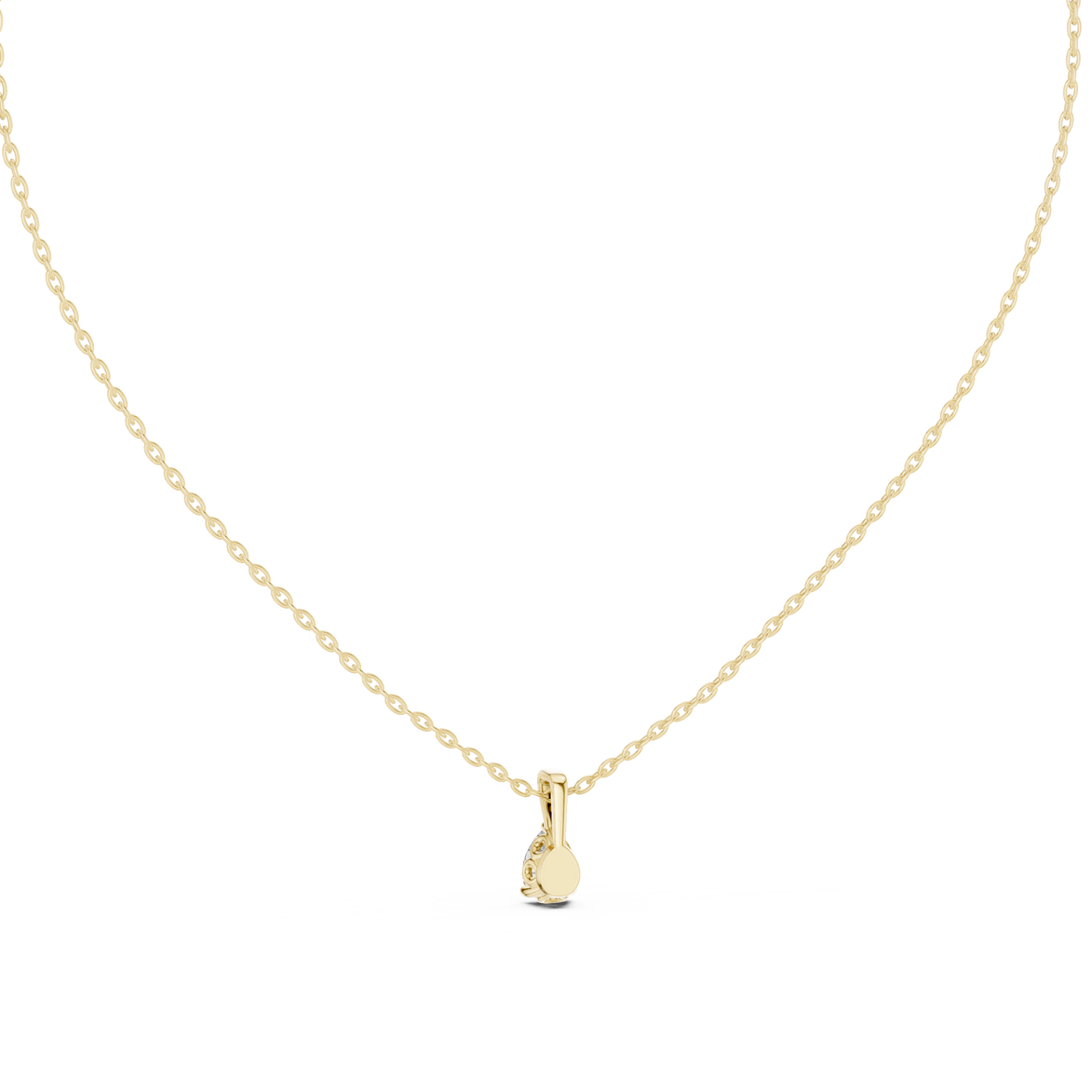 Minimal pear cut solitaire diamond pendant in gold with lab grown diamond by Signora Jewels