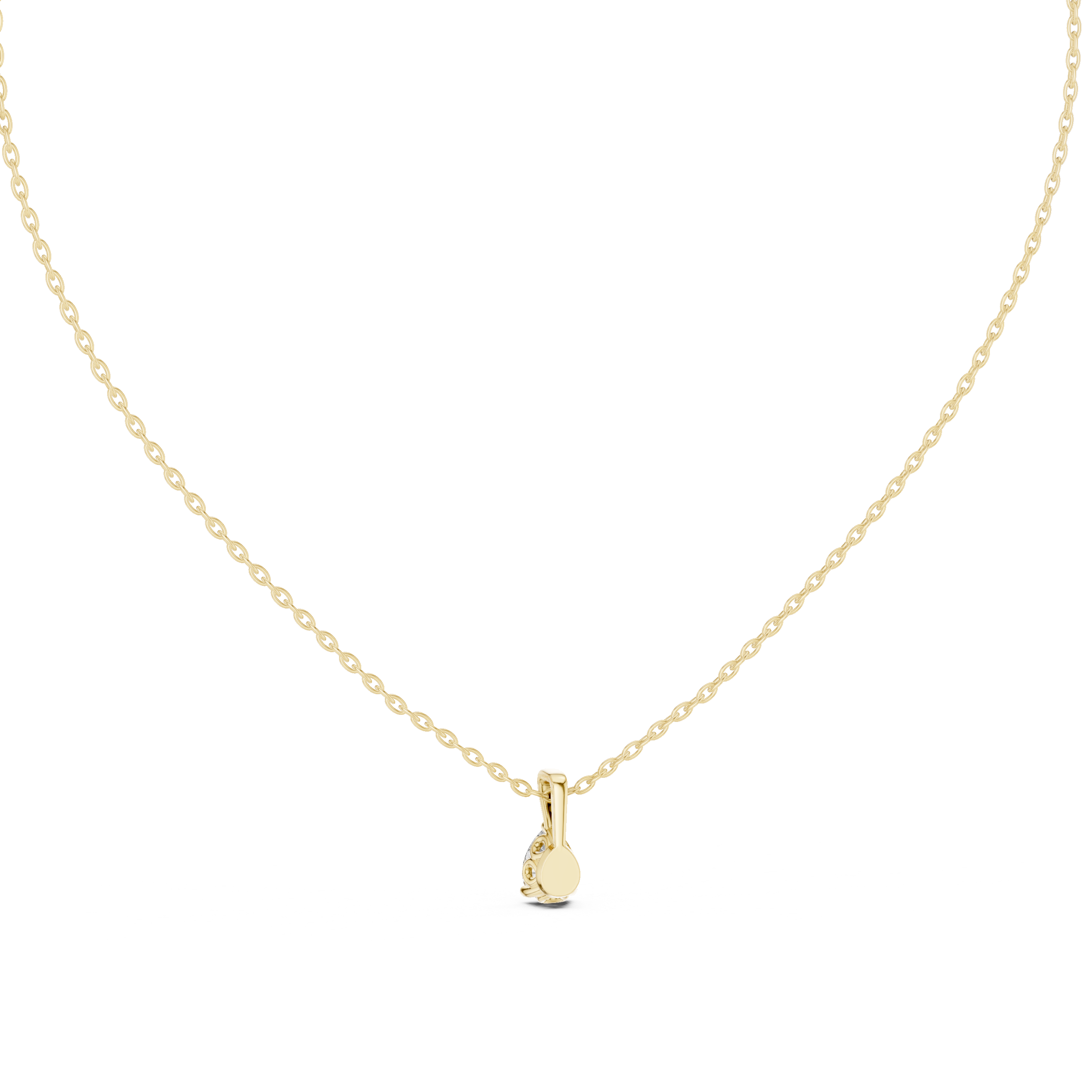 Minimal pear cut solitaire diamond pendant in gold with lab grown diamond by Signora Jewels