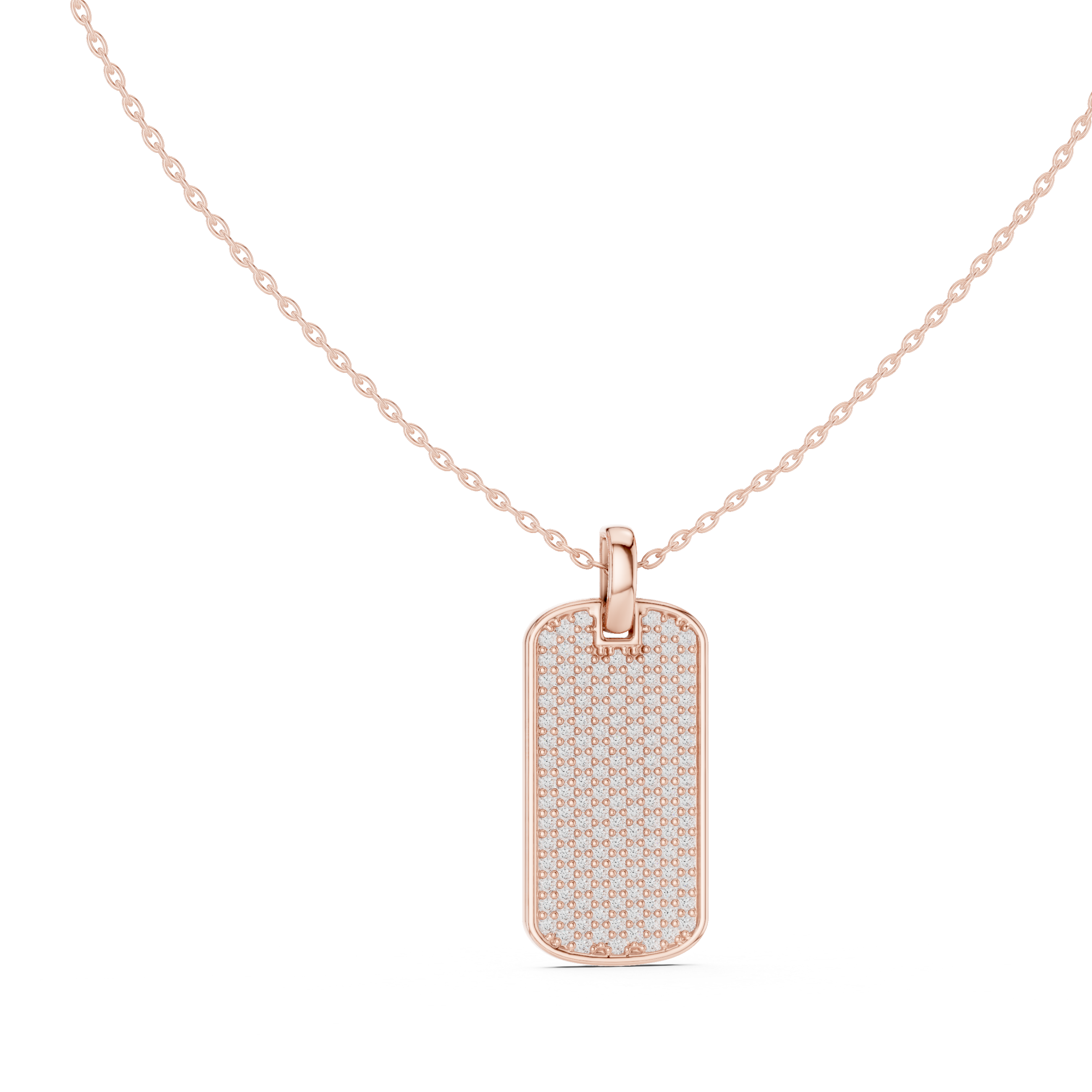 Pavé diamond rectangle dog tag pendant in gold with lab grown diamonds by Signora Jewels