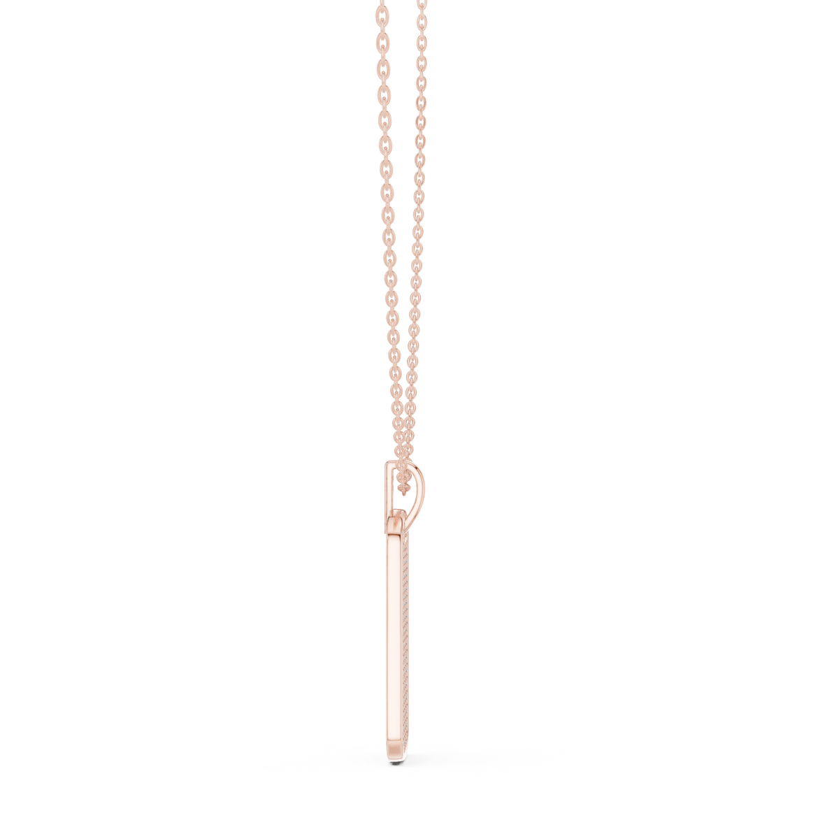 Pavé diamond rectangle dog tag pendant in gold with lab grown diamonds by Signora Jewels
