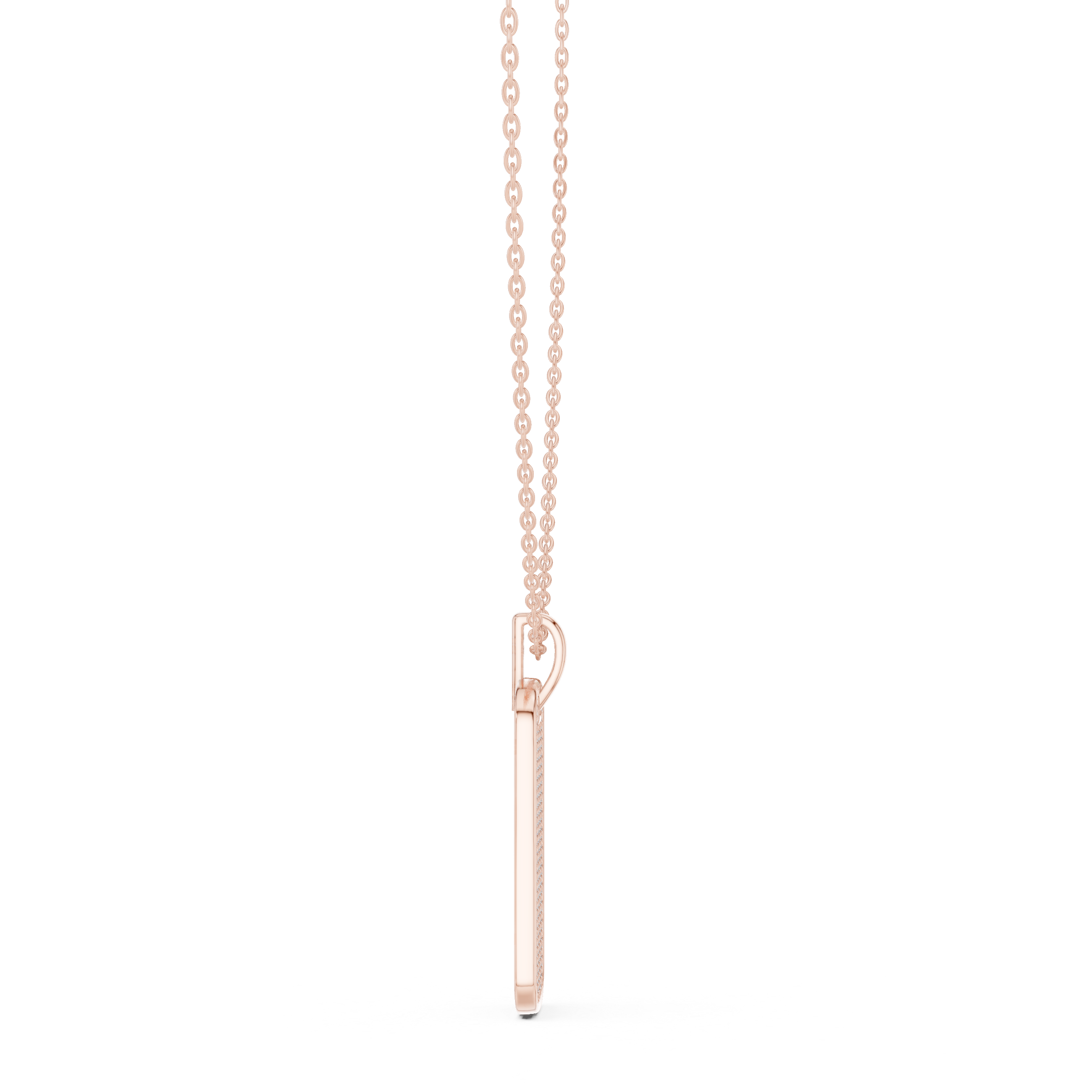Pavé diamond rectangle dog tag pendant in gold with lab grown diamonds by Signora Jewels