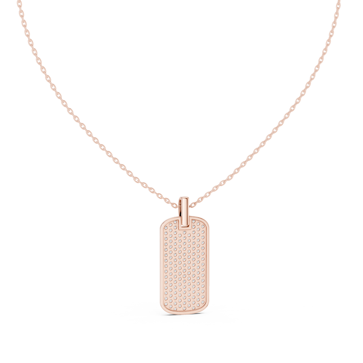 Pavé diamond rectangle dog tag pendant in gold with lab grown diamonds by Signora Jewels