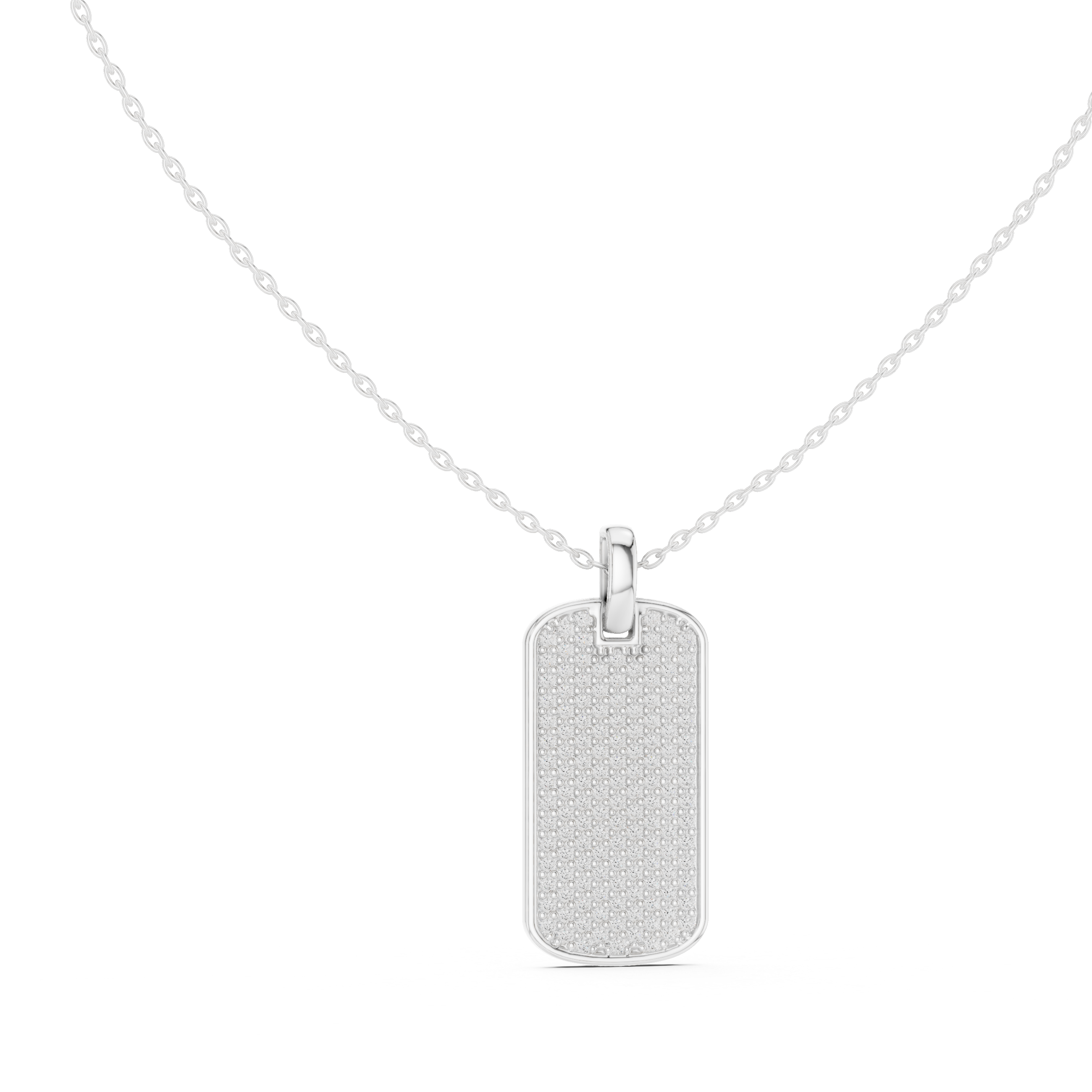 Pavé diamond rectangle dog tag pendant in gold with lab grown diamonds by Signora Jewels
