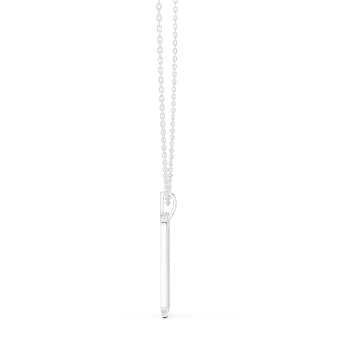 Pavé diamond rectangle dog tag pendant in gold with lab grown diamonds by Signora Jewels