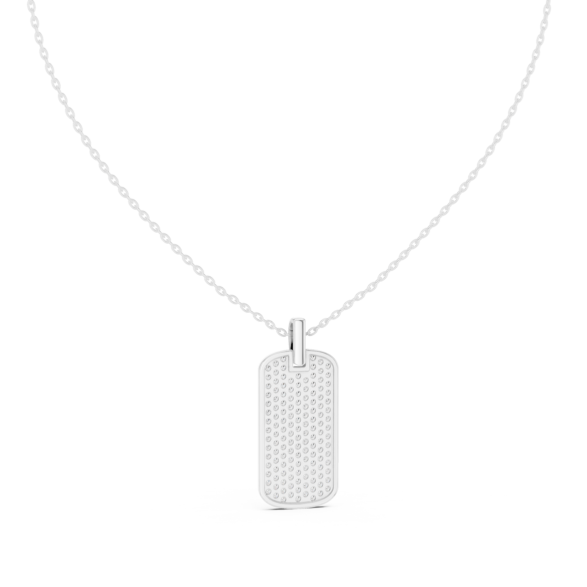 Pavé diamond rectangle dog tag pendant in gold with lab grown diamonds by Signora Jewels