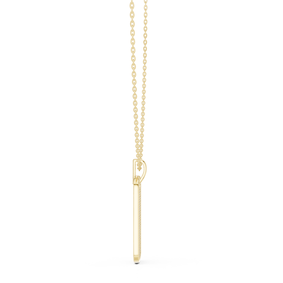 Pavé diamond rectangle dog tag pendant in gold with lab grown diamonds by Signora Jewels