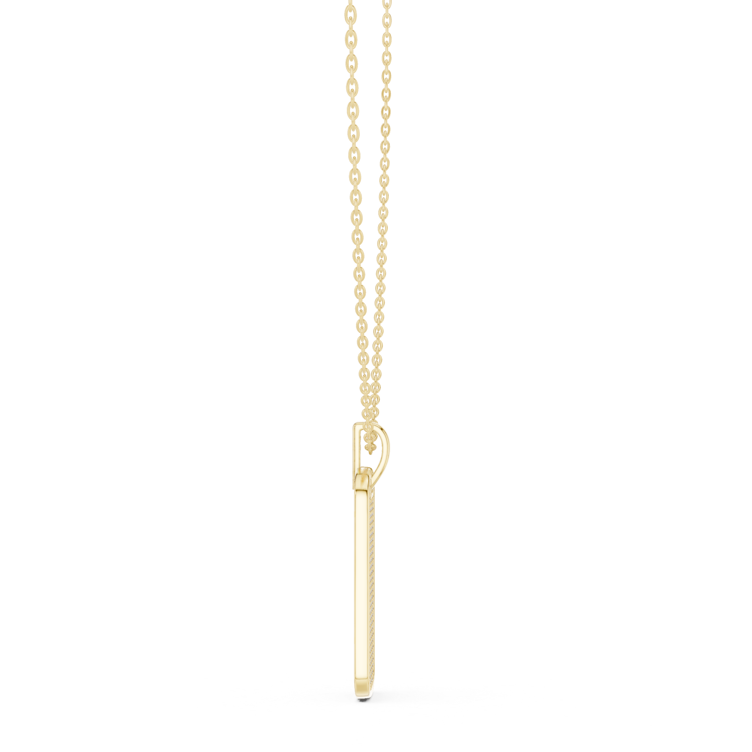 Pavé diamond rectangle dog tag pendant in gold with lab grown diamonds by Signora Jewels