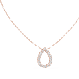 pear lab grown diamond open halo pendant in rose gold