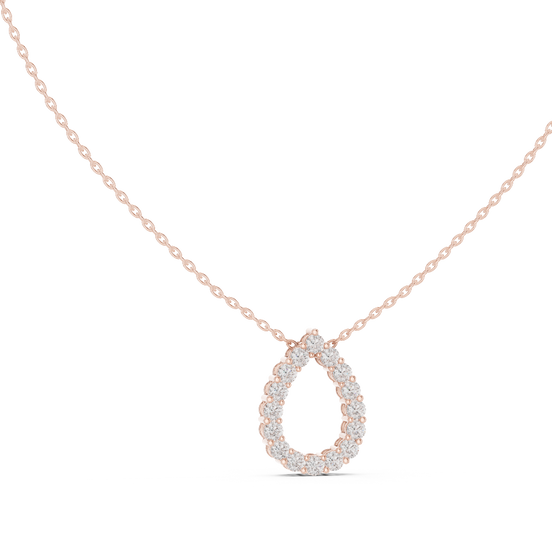 pear lab grown diamond open halo pendant in rose gold
