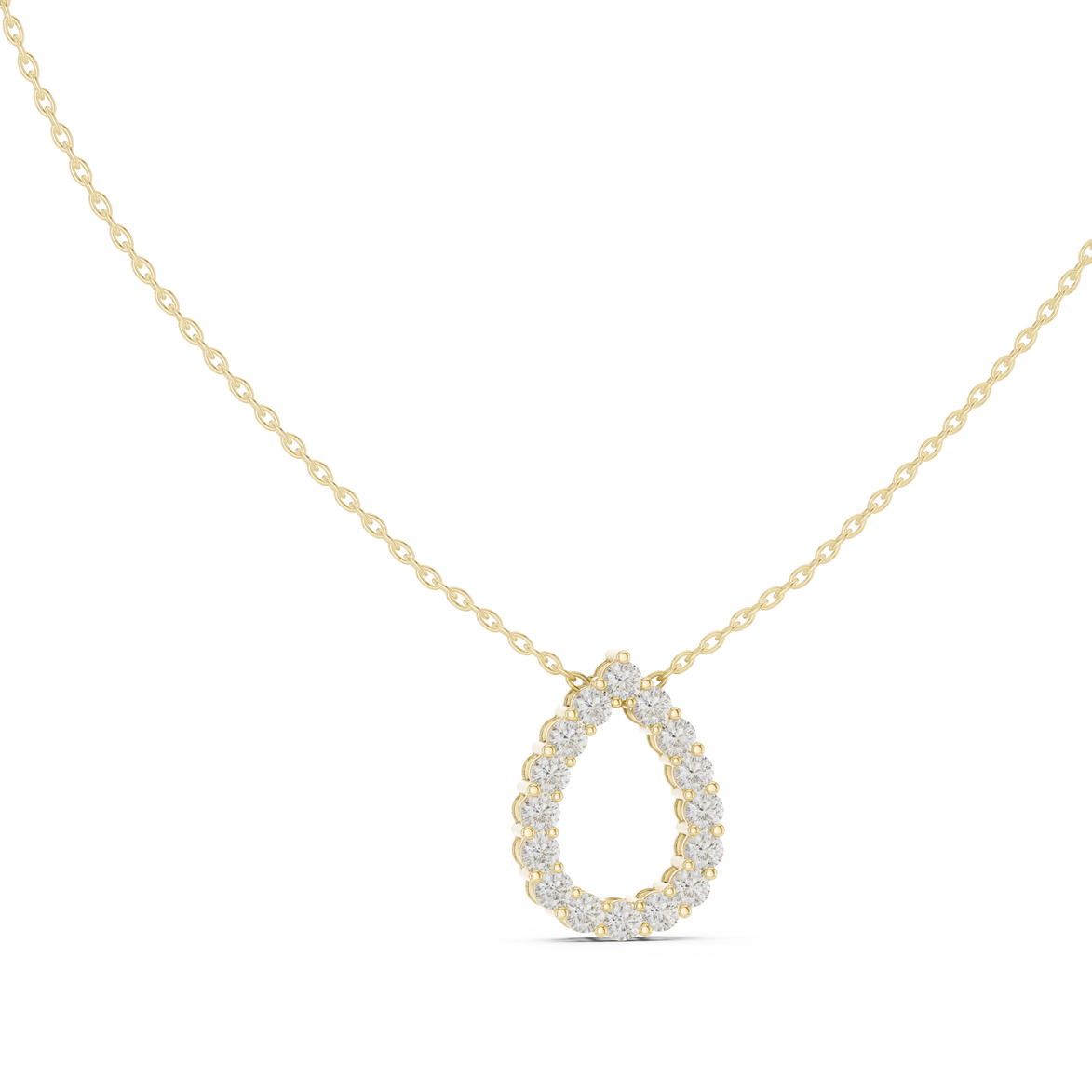 Minimal pear shape diamond teardrop pendant in gold with lab grown diamonds by Signora Jewels