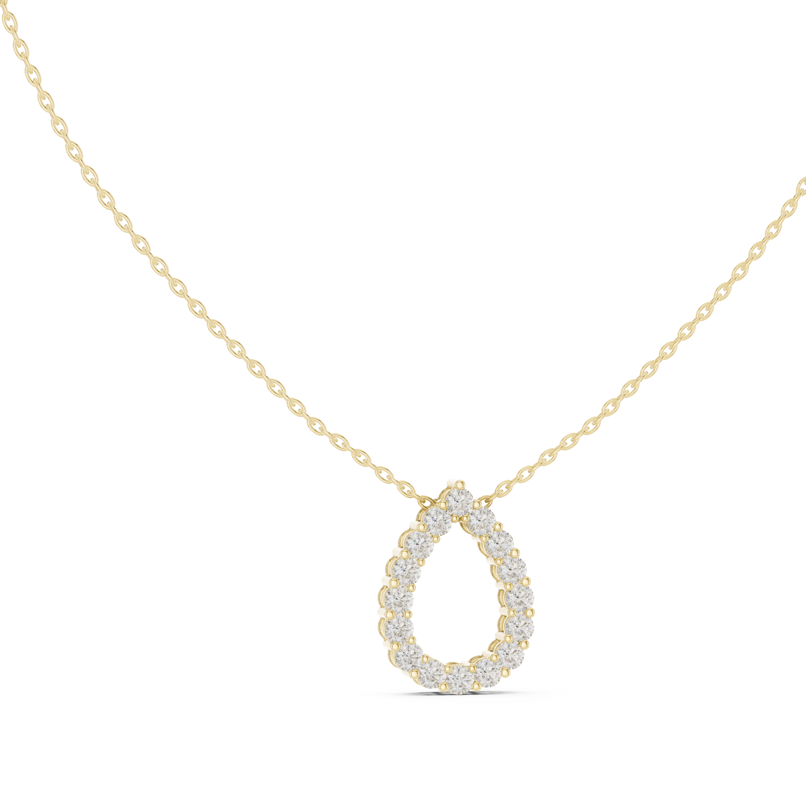 Minimal pear shape diamond teardrop pendant in gold with lab grown diamonds by Signora Jewels