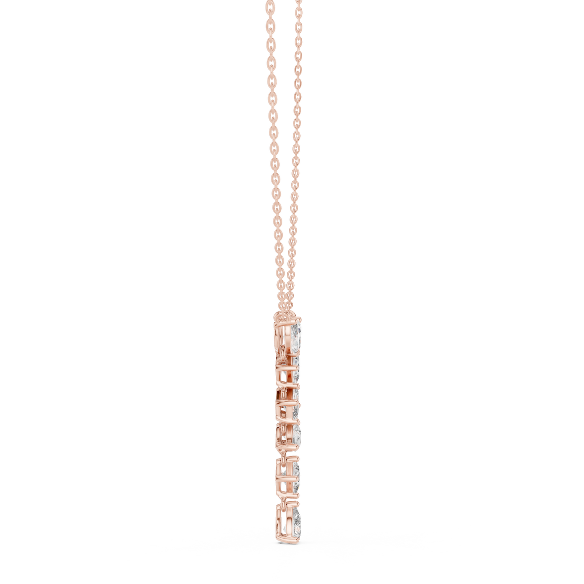 Mixed shape diamond drop pendant in gold with marquise, pear, emerald and princess cut lab grown diamonds by Signora Jewels
