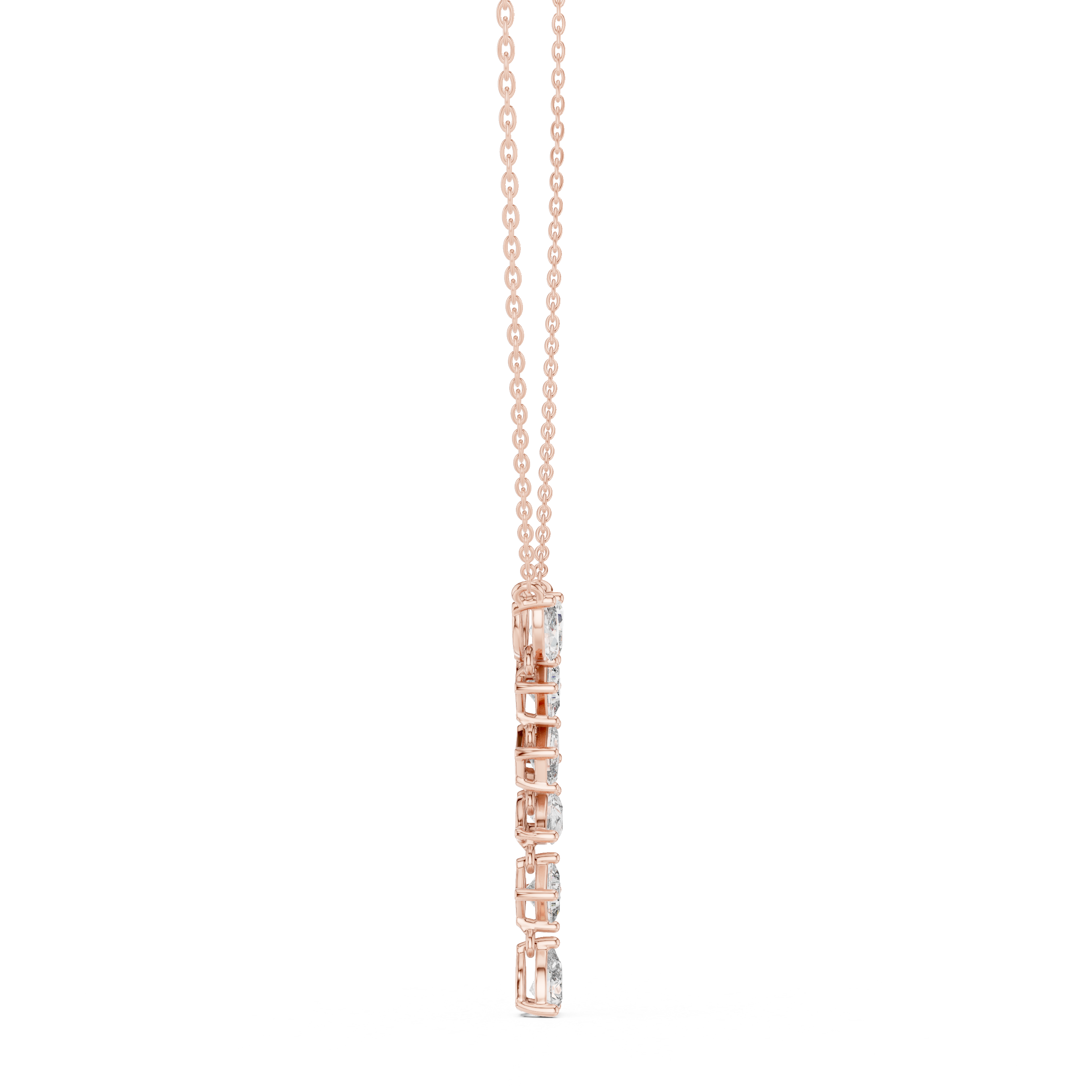 Mixed shape diamond drop pendant in gold with marquise, pear, emerald and princess cut lab grown diamonds by Signora Jewels