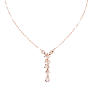 mixed shape lab grown diamond drop pendant in rose gold