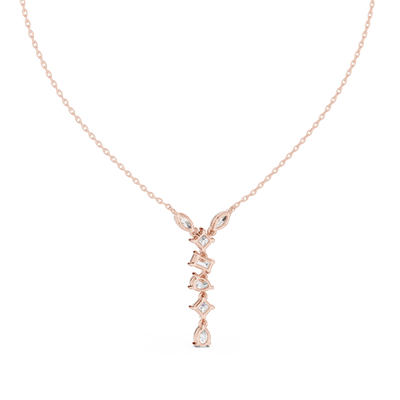 mixed shape lab grown diamond drop pendant in rose gold