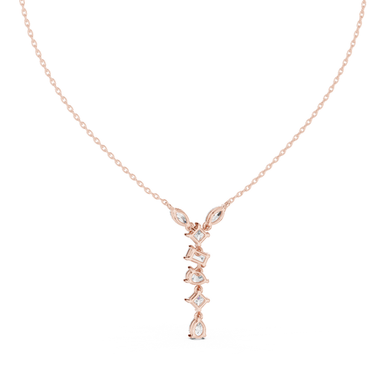 mixed shape lab grown diamond drop pendant in rose gold