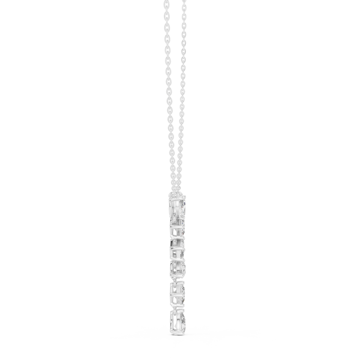 Mixed shape diamond drop pendant in gold with marquise, pear, emerald and princess cut lab grown diamonds by Signora Jewels
