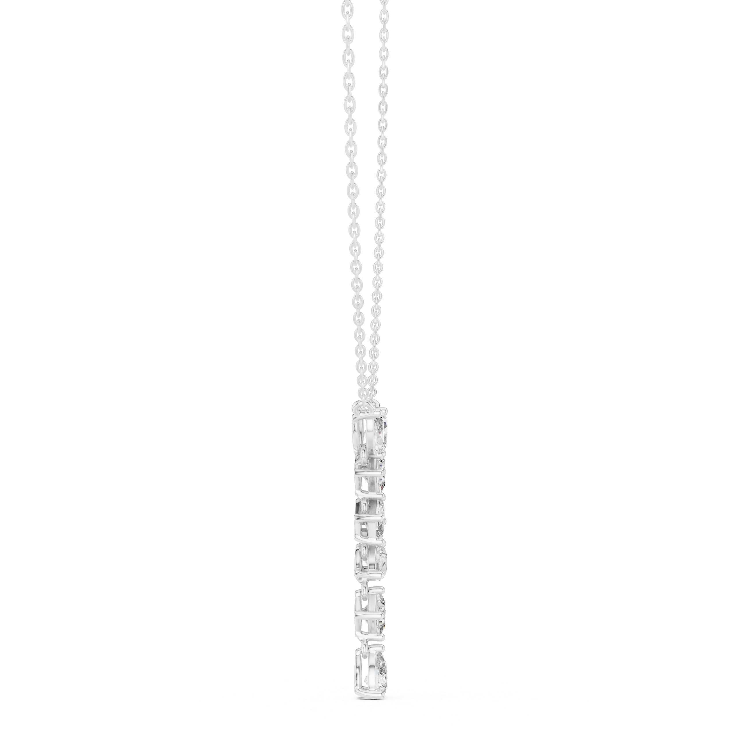 Mixed shape diamond drop pendant in gold with marquise, pear, emerald and princess cut lab grown diamonds by Signora Jewels