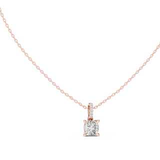 classic cushion lab grown diamond solitaire pendant in rose gold