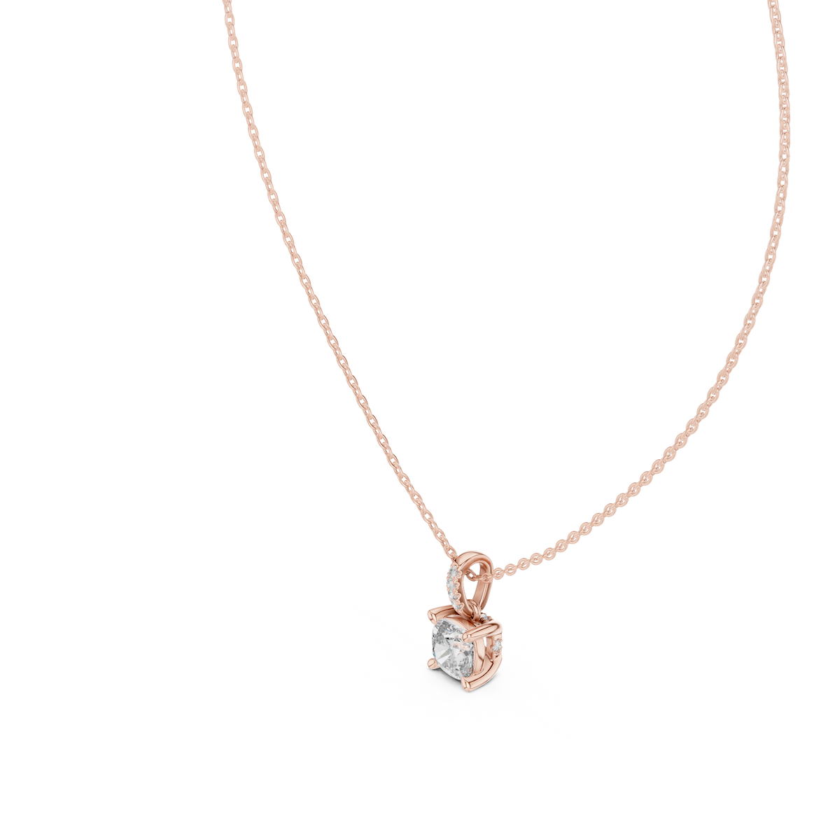 Minimal cushion cut diamond pendant in gold with lab grown diamonds by Signora Jewels