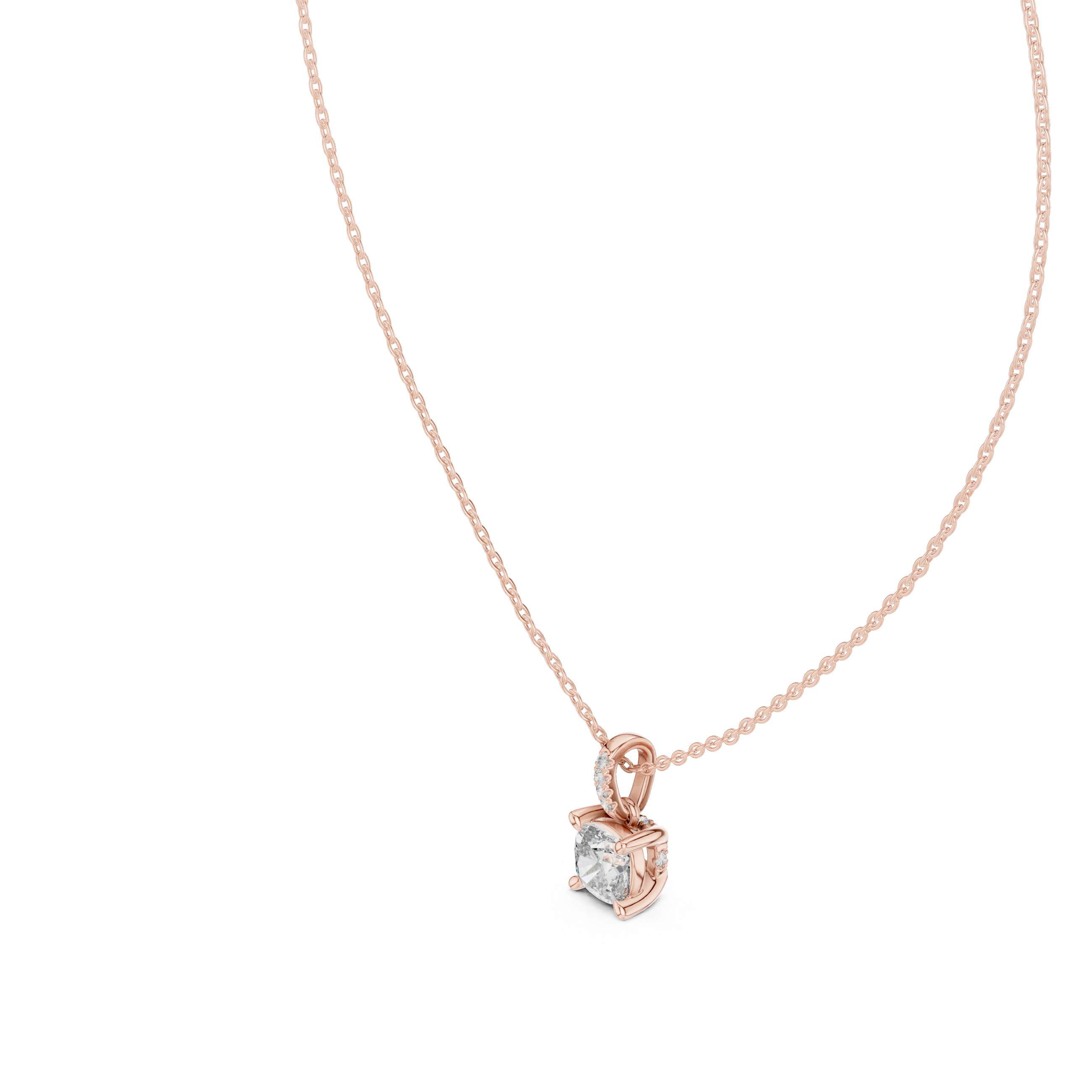 Minimal cushion cut diamond pendant in gold with lab grown diamonds by Signora Jewels