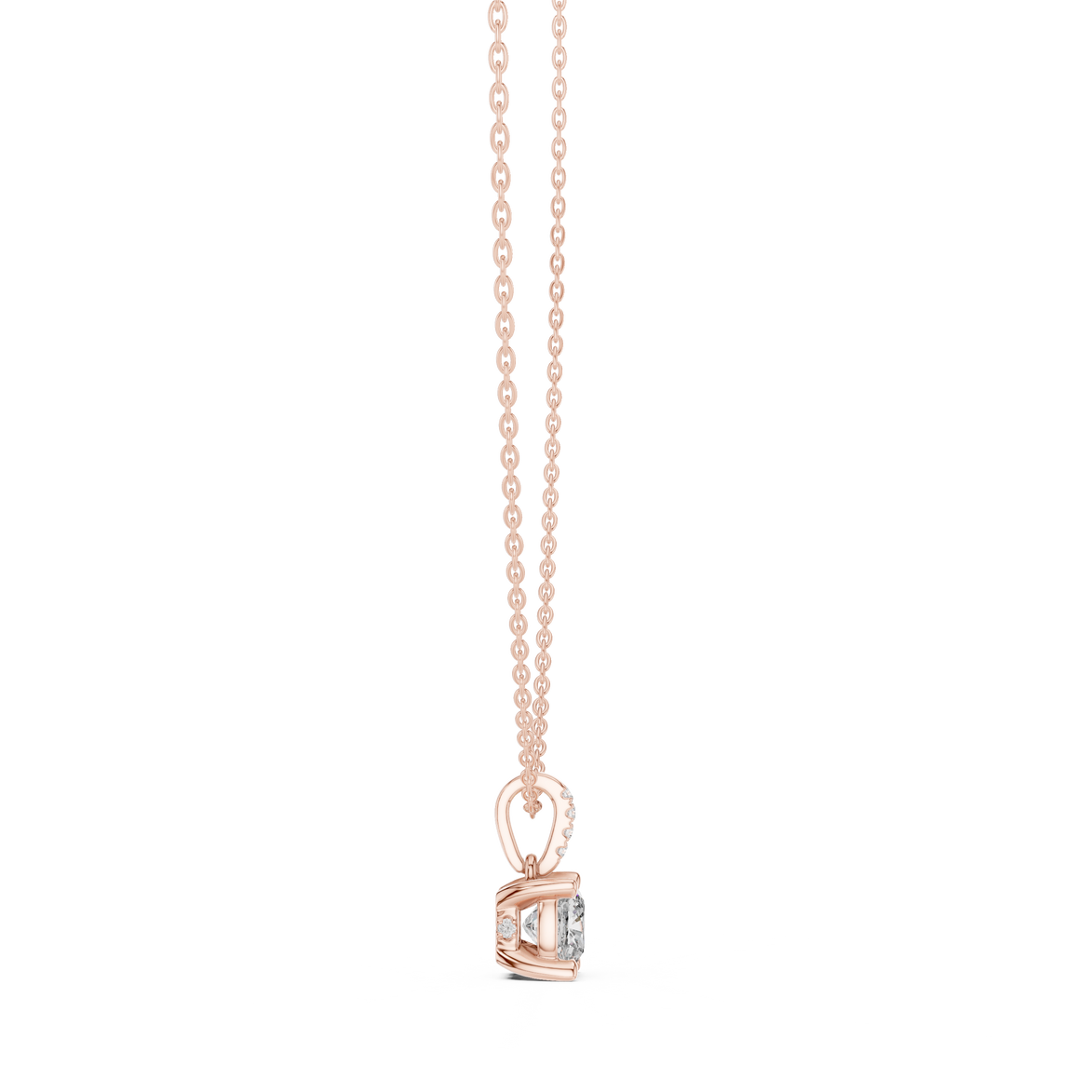 Minimal cushion cut diamond pendant in gold with lab grown diamonds by Signora Jewels