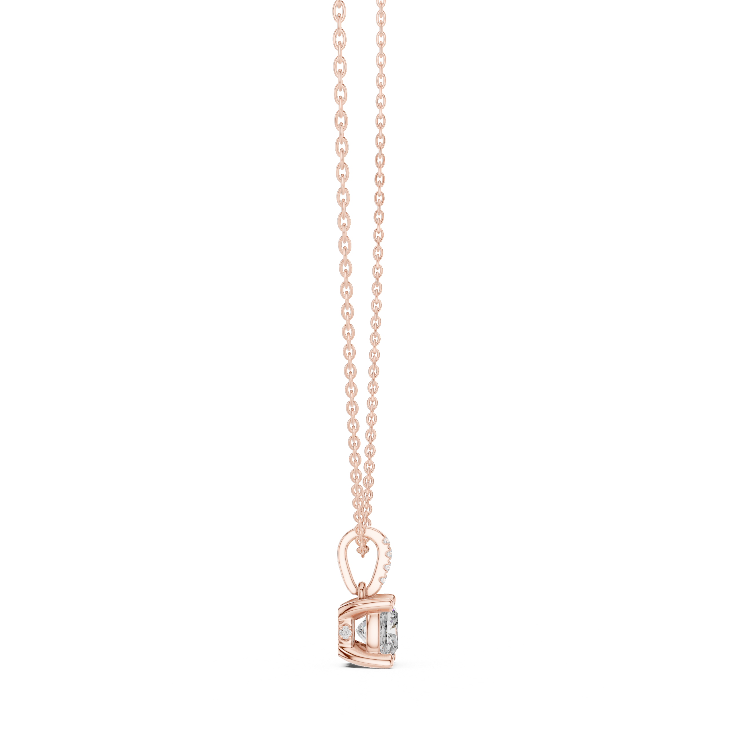 Minimal cushion cut diamond pendant in gold with lab grown diamonds by Signora Jewels
